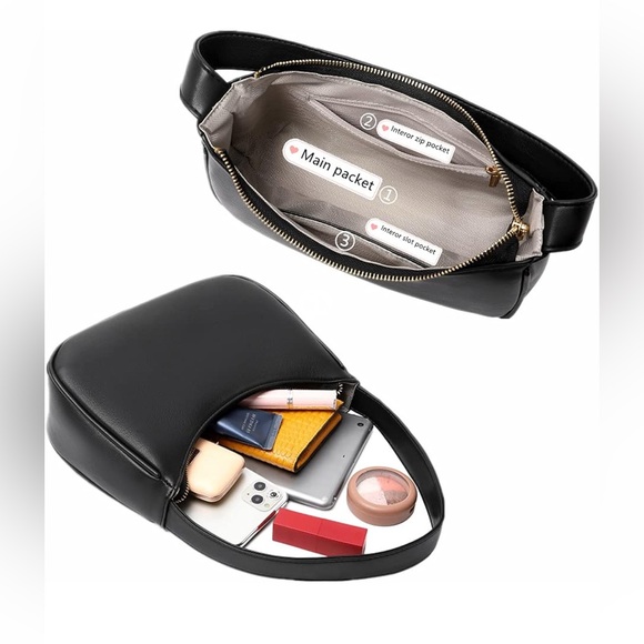 Hobo Tote Handbag Mini Clutch Purse with Zipper Closure - Picture 3 of 4